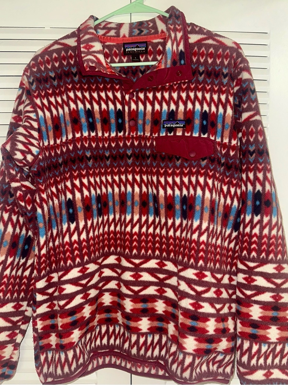 Patagonia Synchilla Fleece Pullover in Pink and Aqua Multi- Vintage - Picture 3 of 6